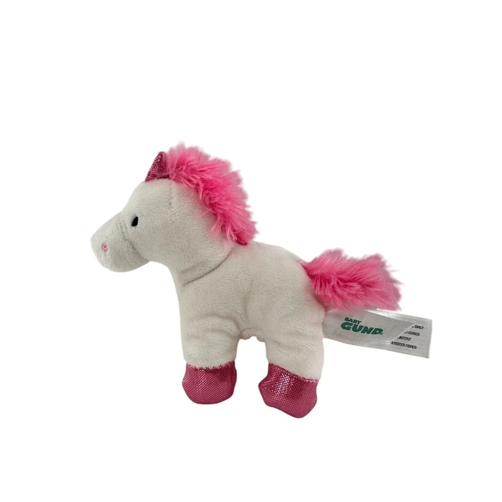 Baby Gund Plush‎ White & Pink Unicorn Glitter Hooves - 6 Inches Horse Stuffed